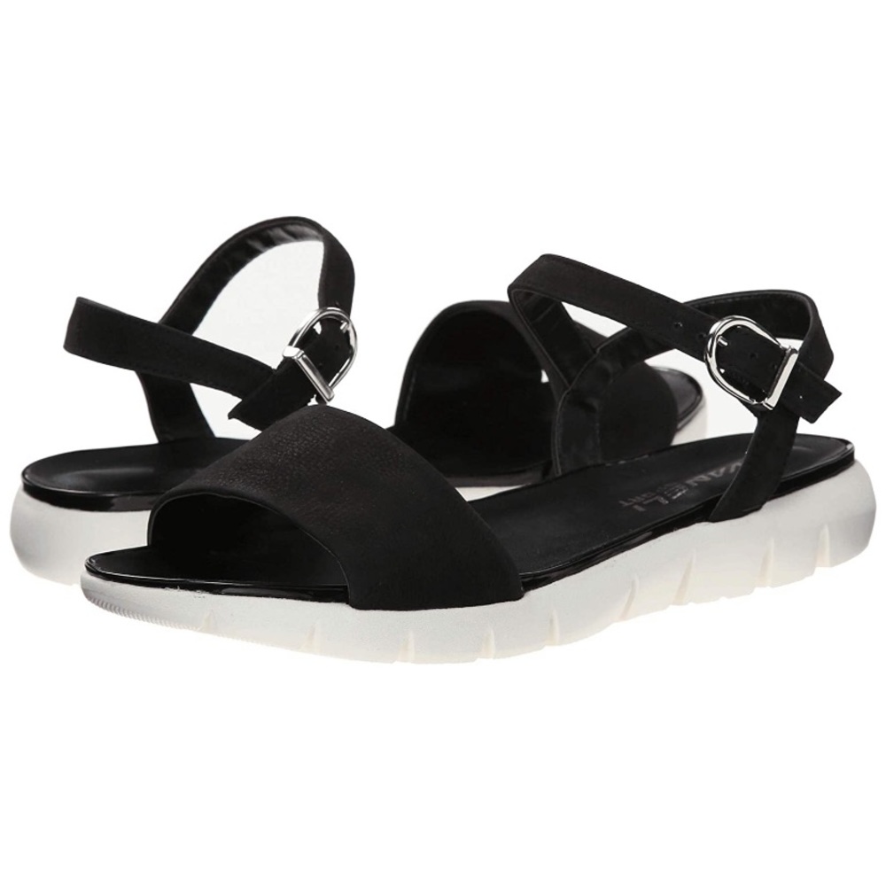 Vaneli Women's Black Nabuk Leather Sandals Size 13
